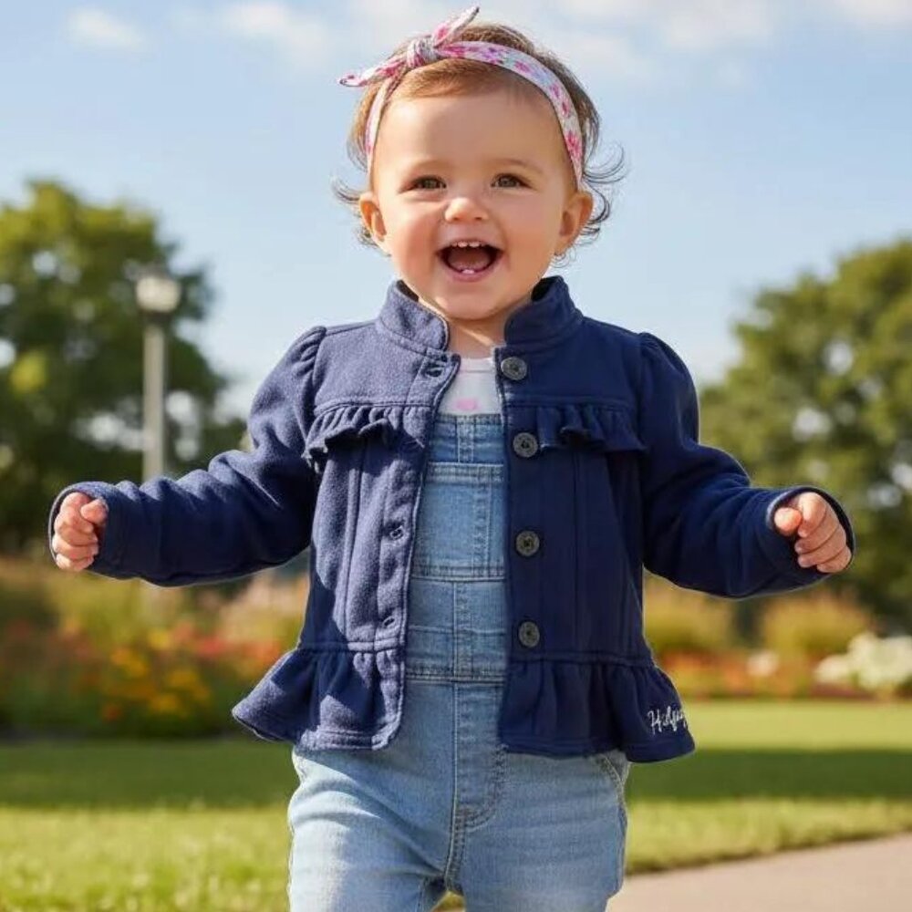 Tommy Hilfiger Navy Peplum Button-Up Jacket 12 Months